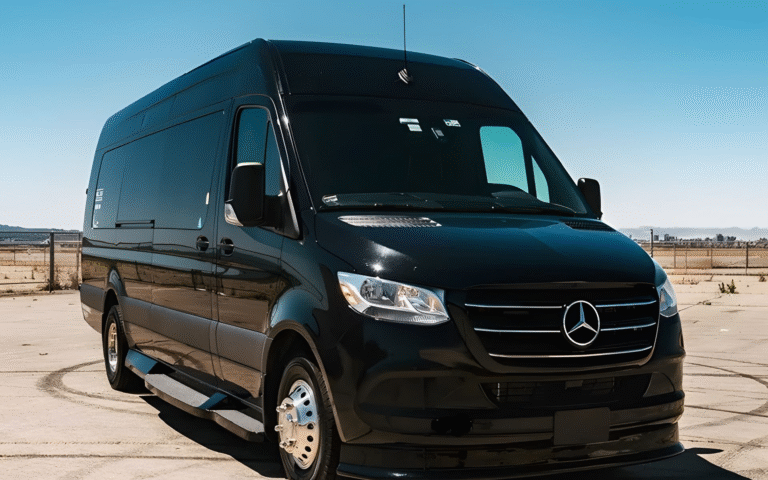 Luxury black sprinter limousine service in Fairfield, VA for airport, weddings, and special events